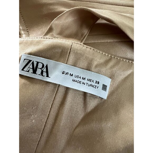 Zara Women M Tan Satin Ruched Corset Top Cropped Bustier Cami Lingerie Style - Picture 3 of 11